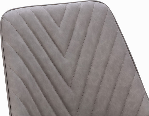 Lucia Metal Leg Upholstered Dining Chair in Anchor Gray Synthetic Leather and Gunmetal