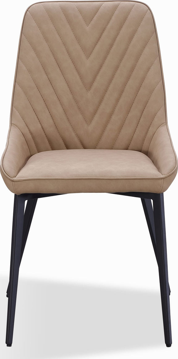 Lucia Metal Leg Upholstered Dining Chair in Honey Synthetic Leather