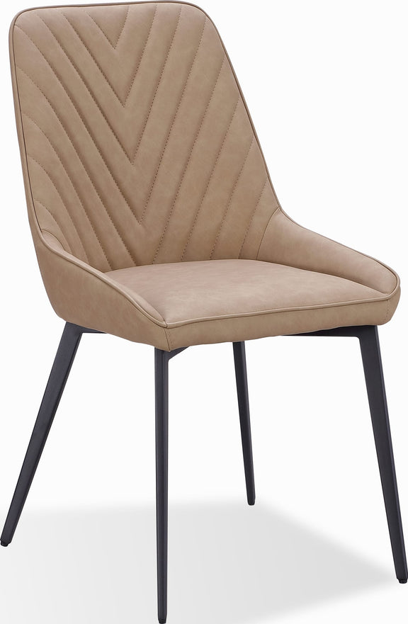 Lucia Metal Leg Upholstered Dining Chair in Honey Synthetic Leather