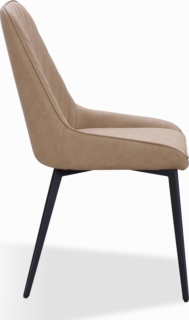 Lucia Metal Leg Upholstered Dining Chair in Honey Synthetic Leather