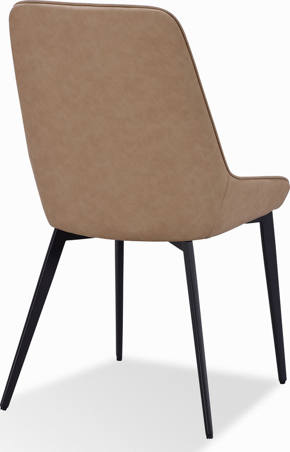 Lucia Metal Leg Upholstered Dining Chair in Honey Synthetic Leather