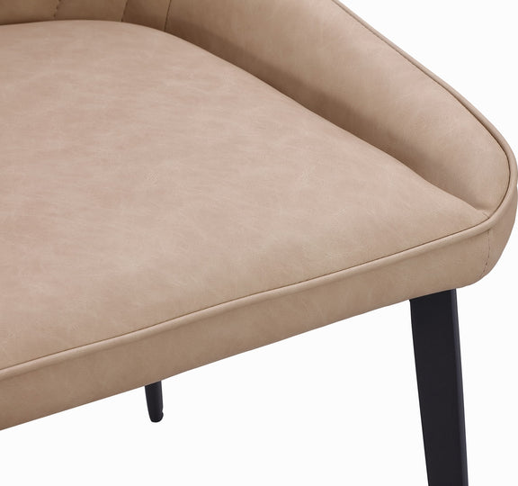 Lucia Metal Leg Upholstered Dining Chair in Honey Synthetic Leather