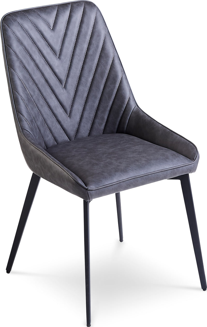 Lucia Upholstered Dining Chair in Charcoal Synthetic Leather and Black Metal