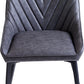 Lucia Upholstered Dining Chair in Charcoal Synthetic Leather and Black Metal