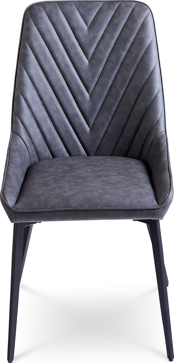 Lucia Upholstered Dining Chair in Charcoal Synthetic Leather and Black Metal