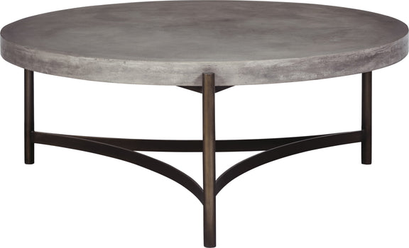Lyon Round Natural Concrete and Metal Coffee Table