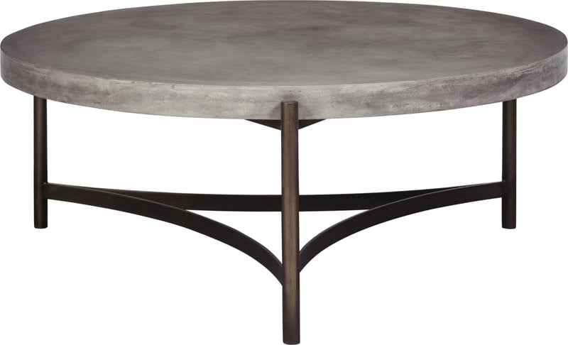 Lyon Round Natural Concrete and Metal Coffee Table