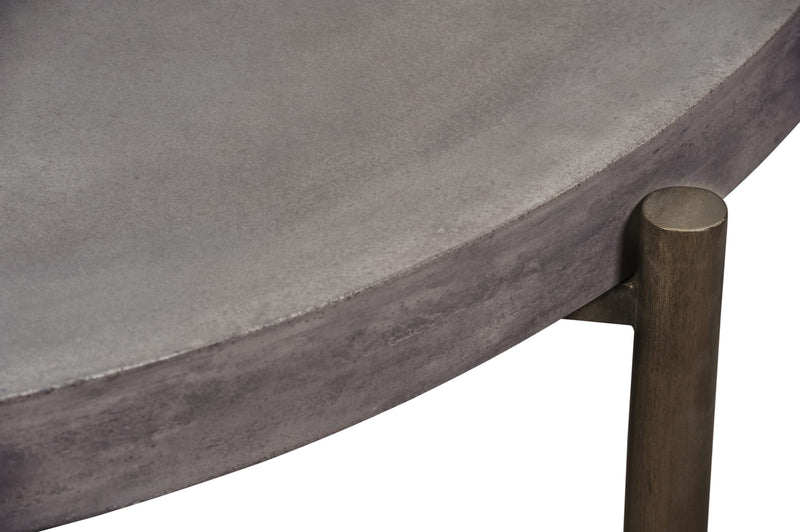 Lyon Round Natural Concrete and Metal Coffee Table