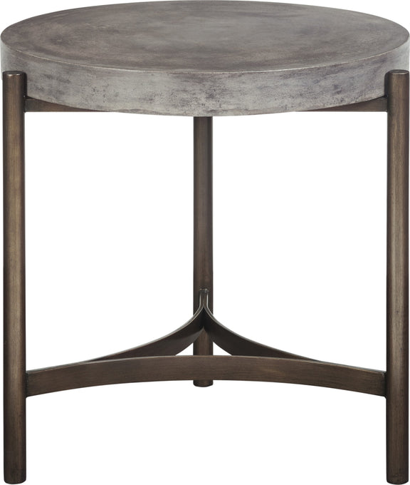 Lyon Round Natural Concrete and Metal Side Table