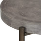 Lyon Round Natural Concrete and Metal Side Table