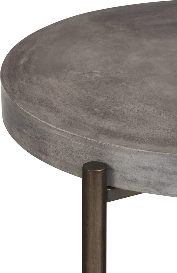 Lyon Round Natural Concrete and Metal Side Table