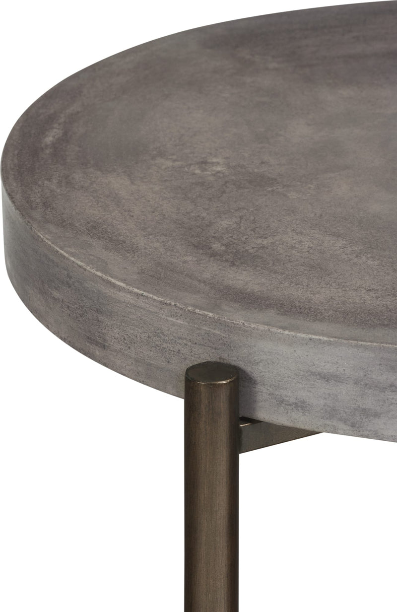 Lyon Round Natural Concrete and Metal Side Table