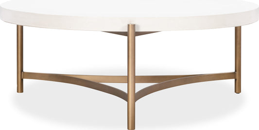 Lyon Round White Concrete and Metal Coffee Table