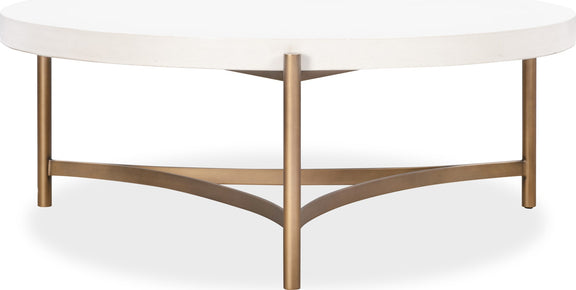Lyon Round White Concrete and Metal Coffee Table