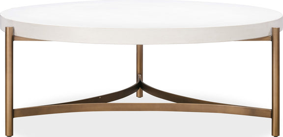 Lyon Round White Concrete and Metal Coffee Table