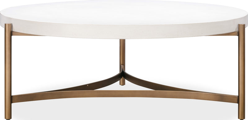 Lyon Round White Concrete and Metal Coffee Table