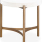 Lyon Round White Concrete and Metal Side Table