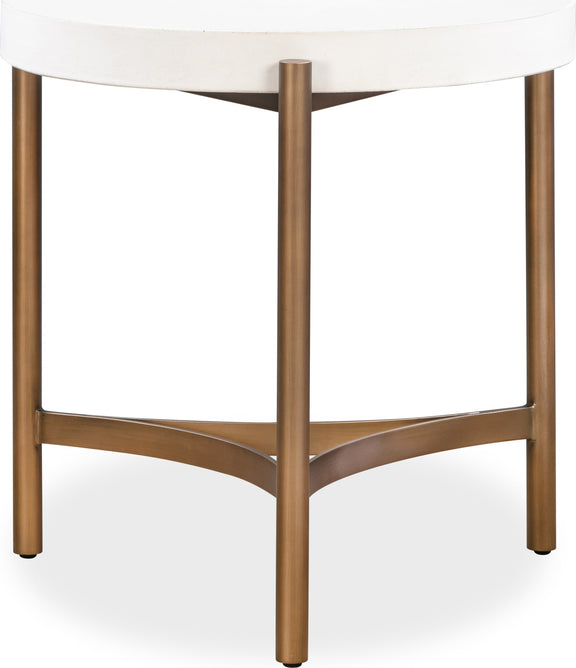Lyon Round White Concrete and Metal Side Table