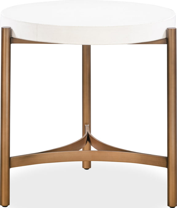 Lyon Round White Concrete and Metal Side Table