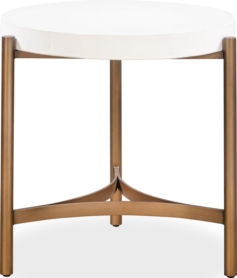 Lyon Round White Concrete and Metal Side Table