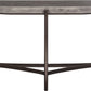 Lyon Semi-circular Natural Concrete and Metal Console Table