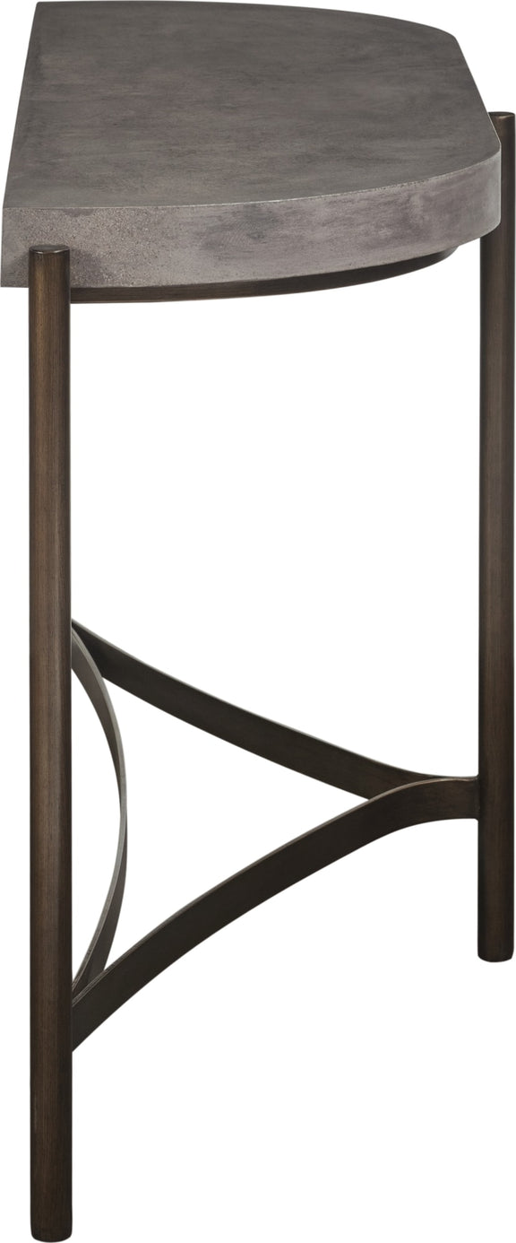 Lyon Semi-circular Natural Concrete and Metal Console Table