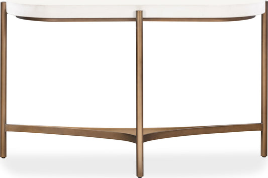 Lyon Semi-circular White Concrete and Metal Console Table