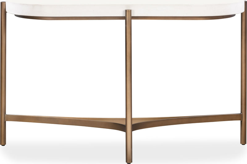 Lyon Semi-circular White Concrete and Metal Console Table