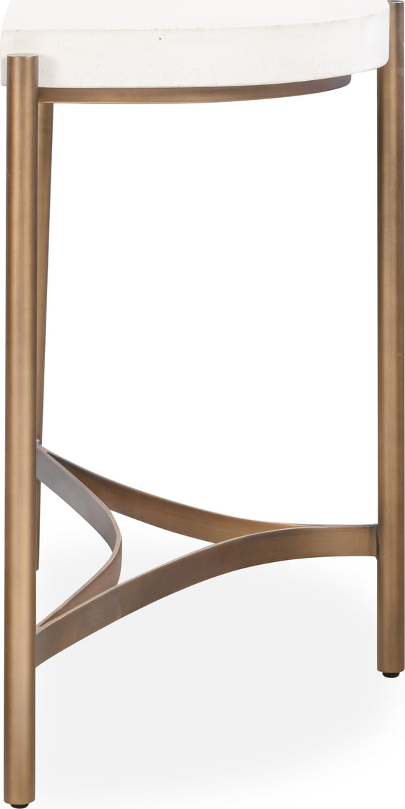 Lyon Semi-circular White Concrete and Metal Console Table