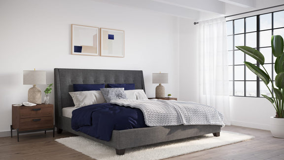 Madera King-Size Upholstered Platform Bed in Dark Charcoal (2026)