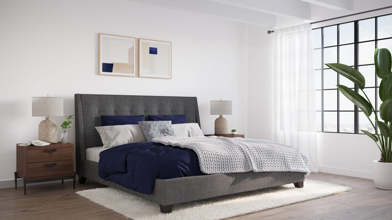 Madera King-Size Upholstered Platform Bed in Dark Charcoal (2026)