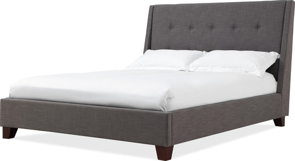 Madera Queen-Size Upholstered Platform Bed in Dark Charcoal (2026)