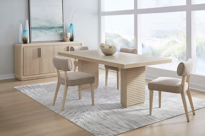 Magnolia Double Pedestal Wooden Dining Table in Daffodil