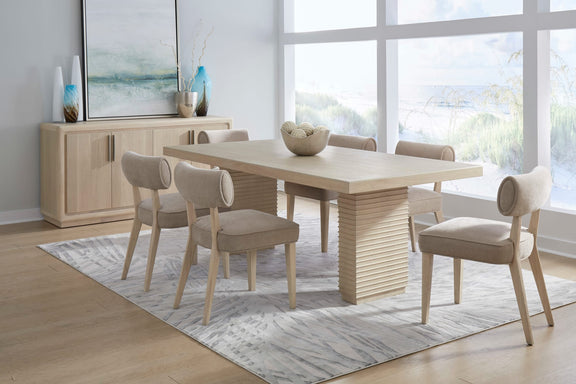 Magnolia Double Pedestal Wooden Dining Table in Daffodil
