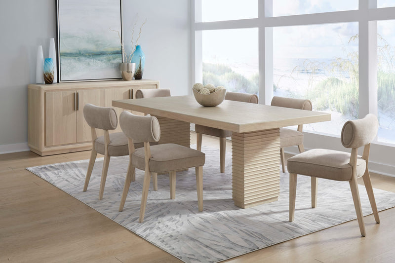 Magnolia Double Pedestal Wooden Dining Table in Daffodil