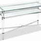 Marilyn Glass Top Dining Server in Polished Stainless Steel and Clear Acrylic