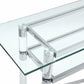 Marilyn Glass Top Dining Server in Polished Stainless Steel and Clear Acrylic