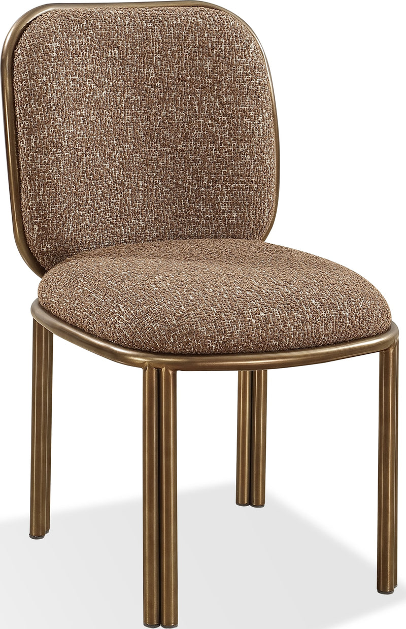 Mataranka Dining Chair in Giraffe Chenille and Brushed Golden Stainless Steel