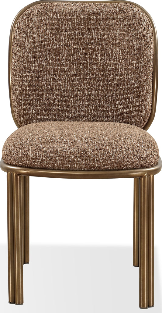 Mataranka Dining Chair in Giraffe Chenille and Brushed Golden Stainless Steel