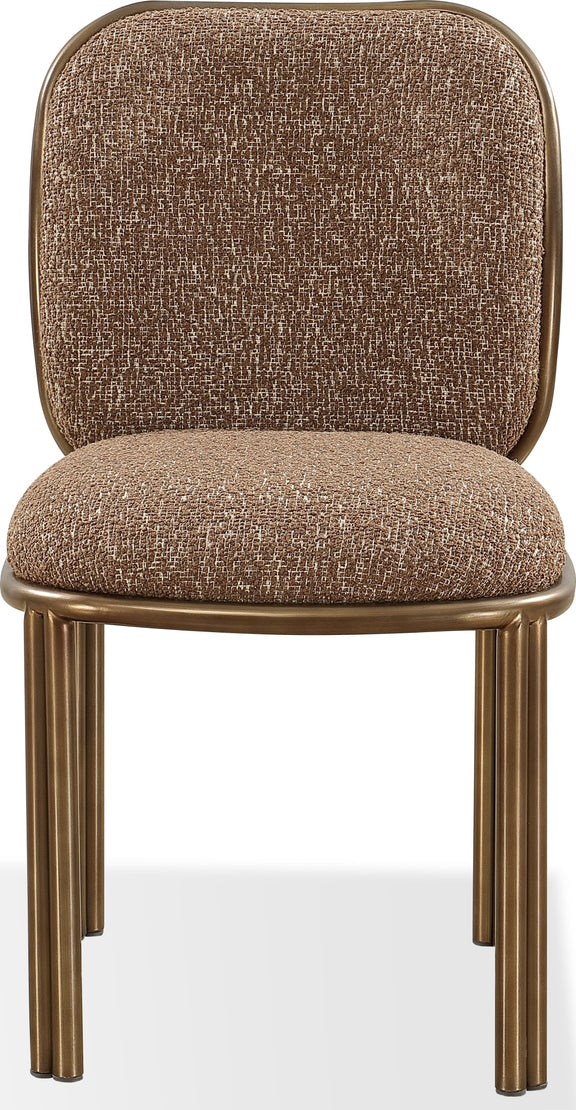 Mataranka Dining Chair in Giraffe Chenille and Brushed Golden Stainless Steel