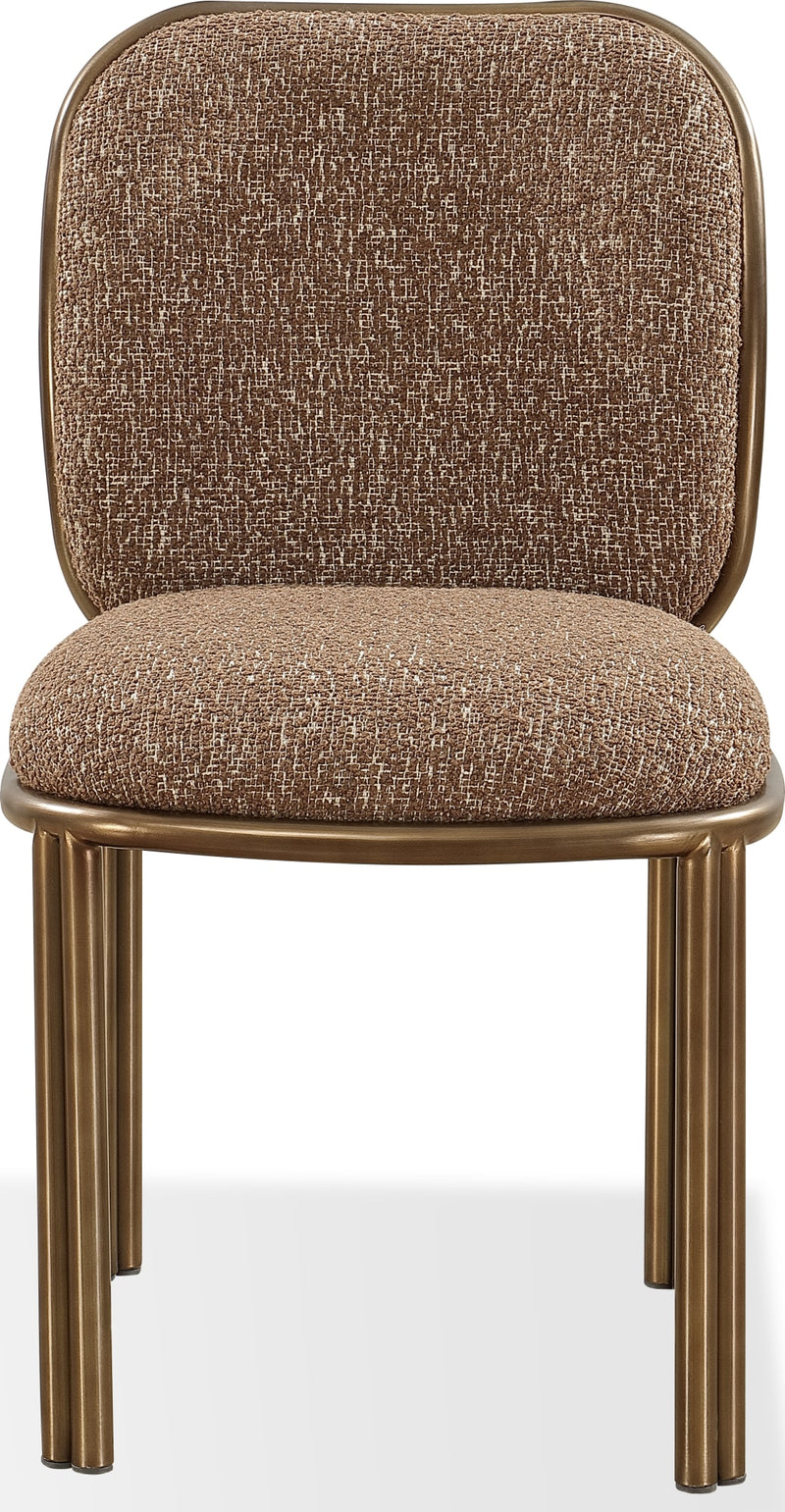 Mataranka Dining Chair in Giraffe Chenille and Brushed Golden Stainless Steel