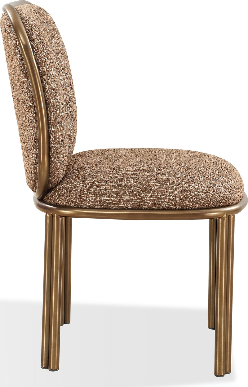 Mataranka Dining Chair in Giraffe Chenille and Brushed Golden Stainless Steel