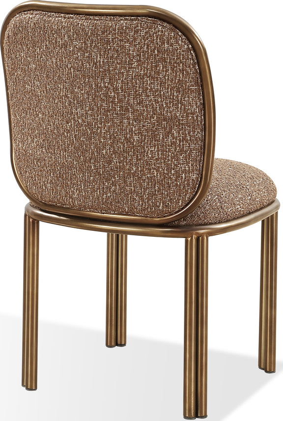 Mataranka Dining Chair in Giraffe Chenille and Brushed Golden Stainless Steel
