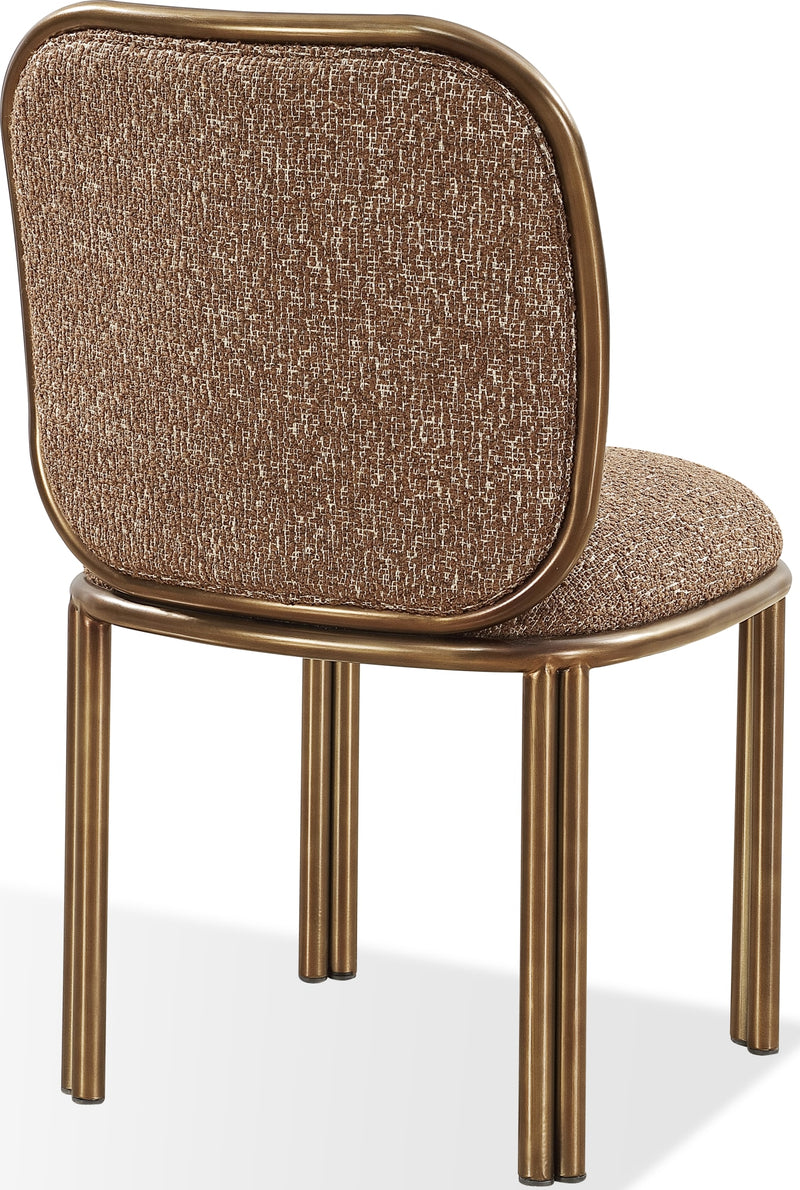 Mataranka Dining Chair in Giraffe Chenille and Brushed Golden Stainless Steel