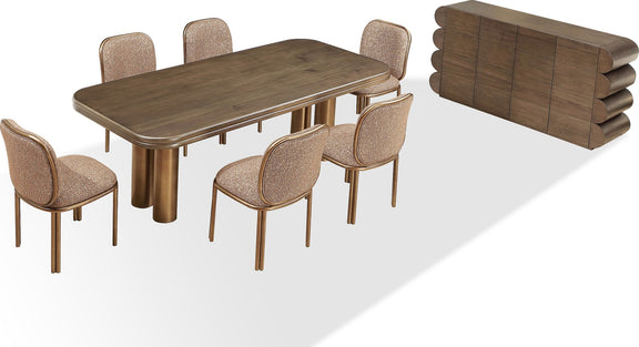 Mataranka Rectangular Dining Table in Bistre and Brushed Golden Stainless Steel