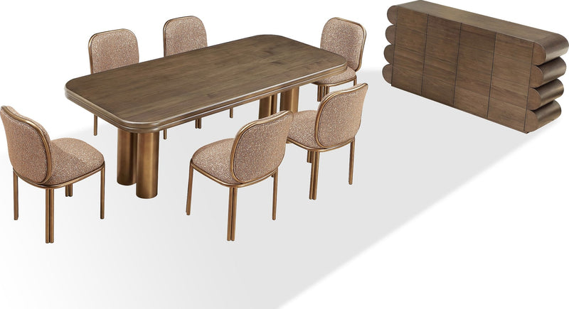 Mataranka Rectangular Dining Table in Bistre and Brushed Golden Stainless Steel