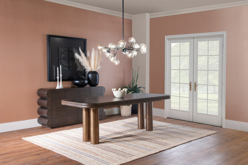 Mataranka Rectangular Dining Table in Bistre and Brushed Golden Stainless Steel