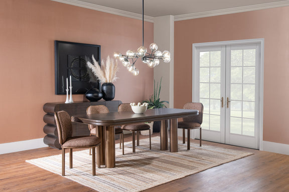 Mataranka Rectangular Dining Table in Bistre and Brushed Golden Stainless Steel