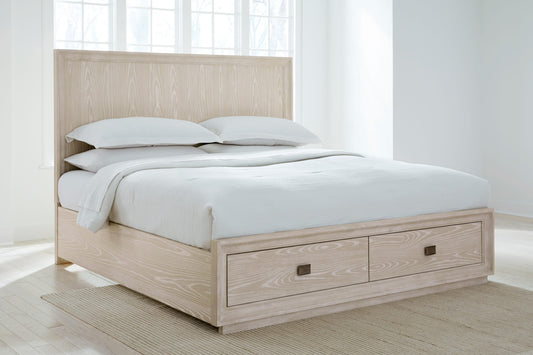 Maxime California King-size Two Drawer Footboard Storage Bed In Ash