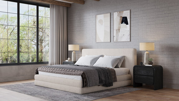 Maya Queen-size Upholstered Platform Bed in Brun Boucle (2026)